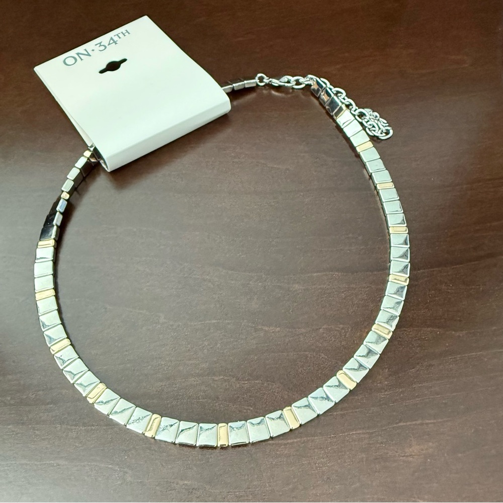On•34TH Minimalist Silver Square Tile Necklace for Women